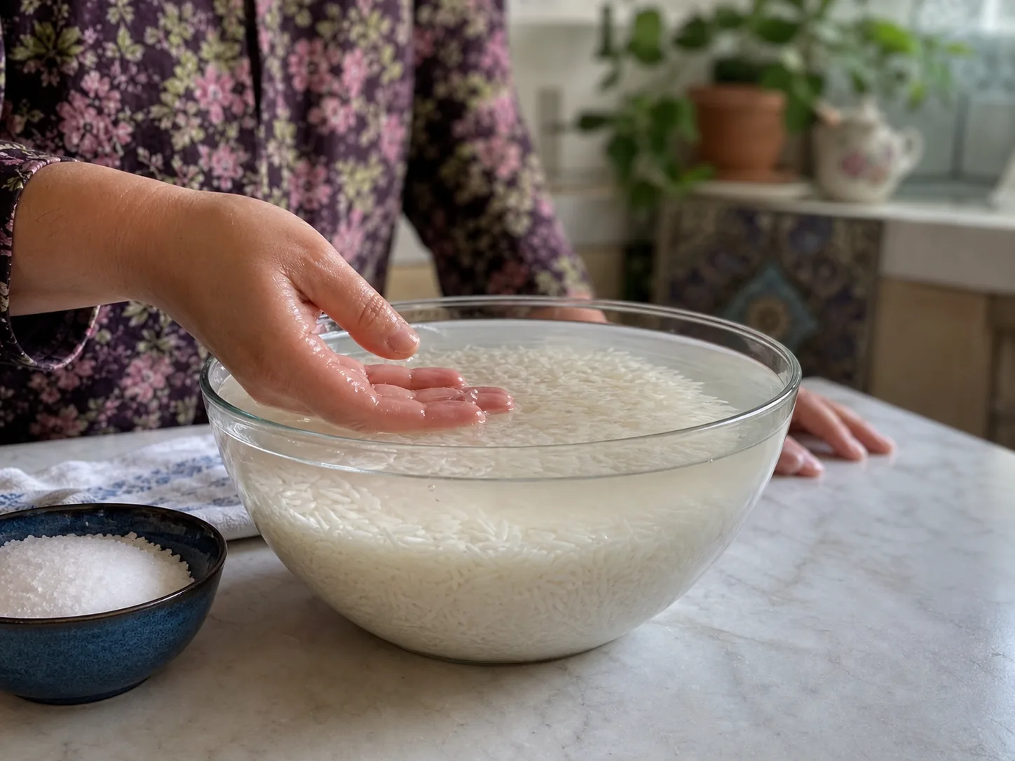 برنج را آبکش کنید