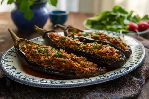 بادمجان شکم‌پر خانگی با مایه سبک