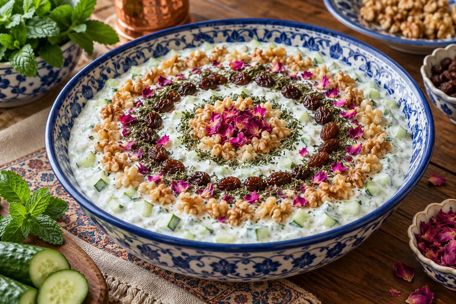 تزیین ماست و خیار؛ پنج روش ساده و مجلسی
