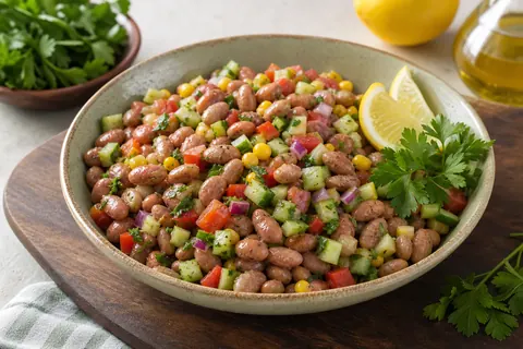 سالاد لوبیا چیتی با سبزیجات