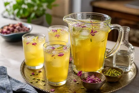 شربت زعفران و گلاب خانگی با شیرینی متعادل