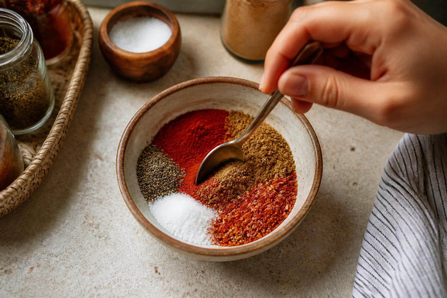 آماده‌کردن ادویهٔ تاکوی خانگی