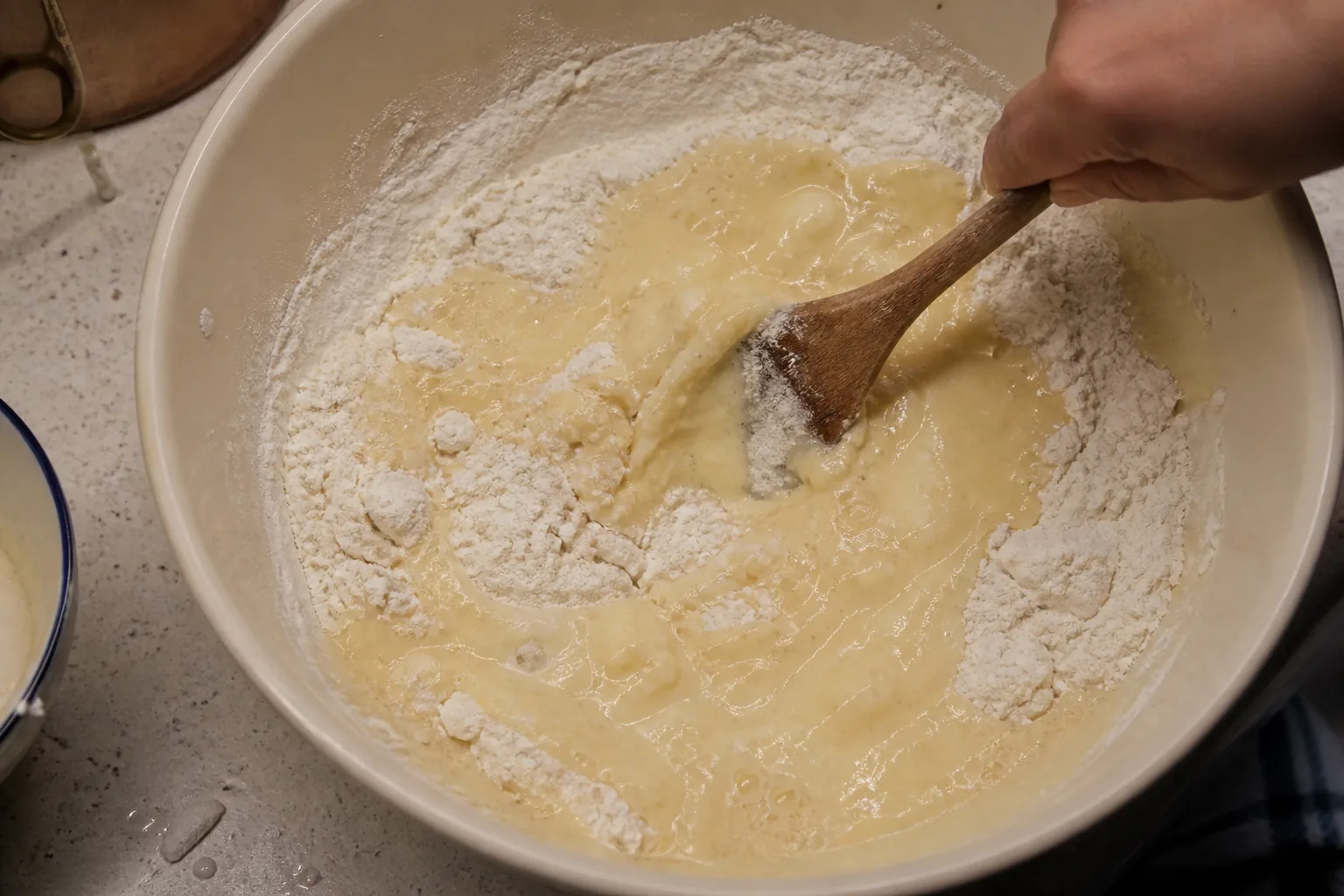دو مخلوط را با دست سبک قاطی کنید