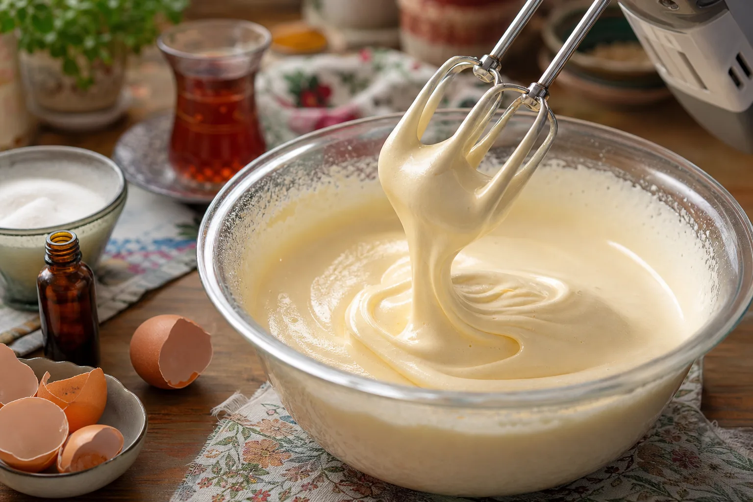 تخممرغ و شکر را خوب بزنید